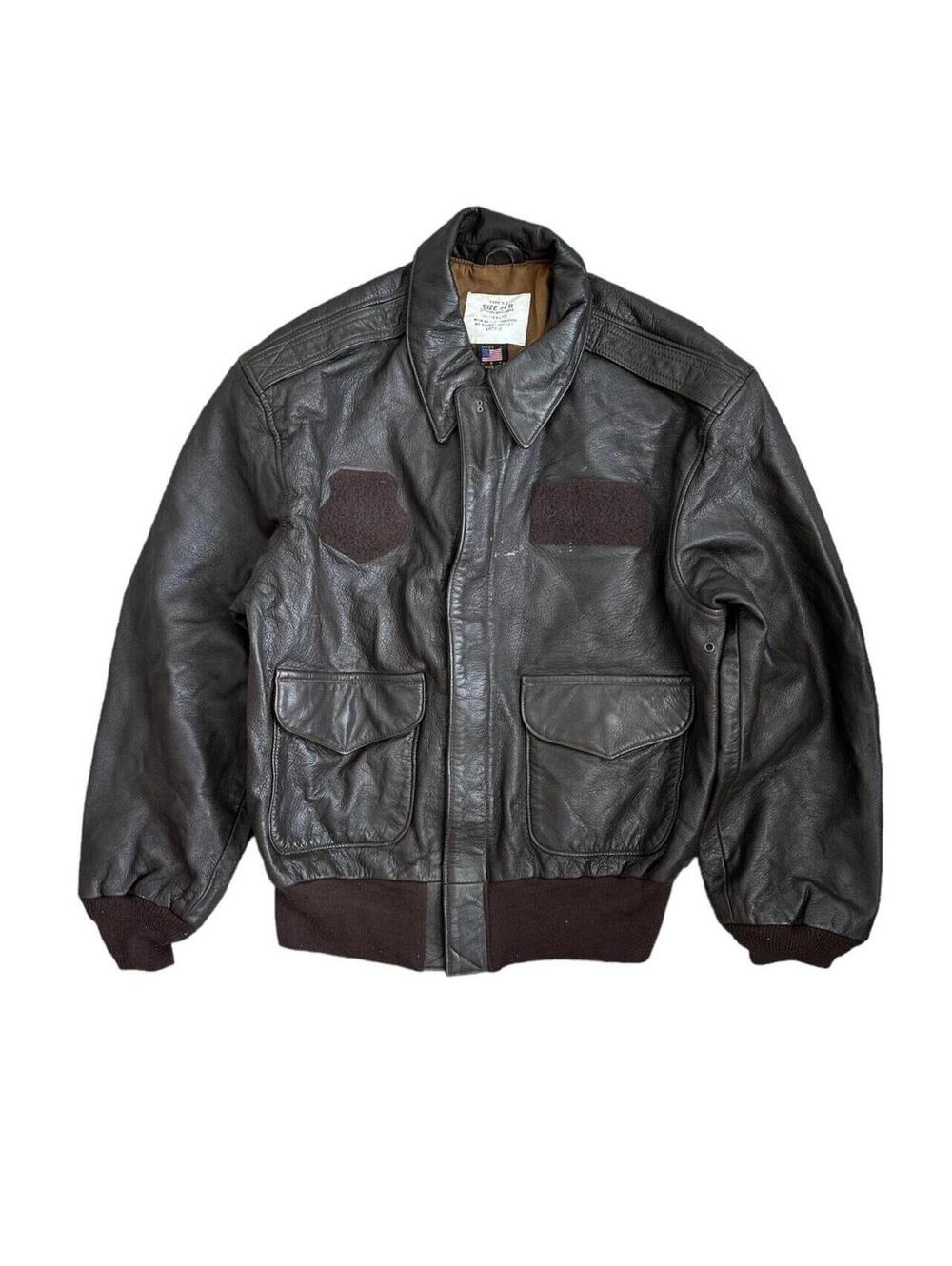 Vintage AVIREX LTD Type A-2 Air Force Flight Jacket Brown Leather USA Size 44 R